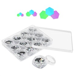 Nail Art Набор пайеток шестиугольники голограмма, 12 шт./наб. 15098