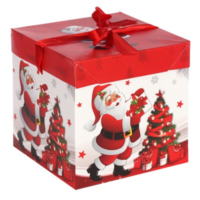 Коробка подарочная 15x15x15 см складная / 120-M /уп 12/840/Новый год