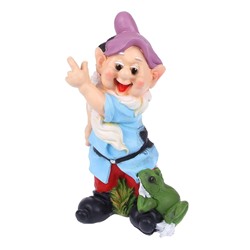 Садовая фигура из полистоуна «Гном с лягушкой», 45×20×25 см