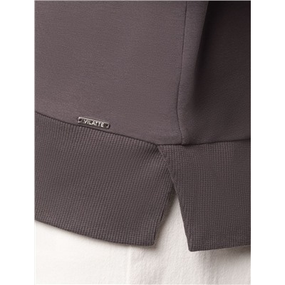 Свитшот из эластичного футера с принтом стразами