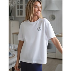 Футболка с принтом свободная эластичная из премиального хлопка