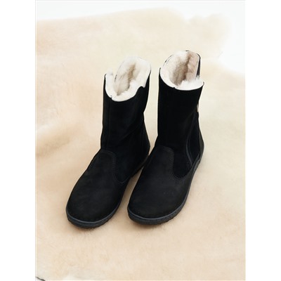 Полусапоги женские чёрные крейзи с замком на литой подошве