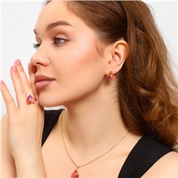 Комплект ювелирной бижутерии коллекция "Дубай" серьги, кулон и кольцо 17 р, покрытие позолота, вставка: искусственные цветные камни, цвет: фиолетовый, розовый, розовый матовый, арт.213.716-17