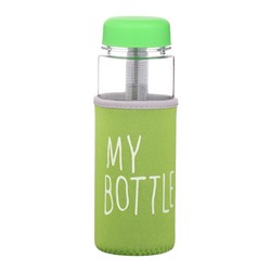 Бутылка для воды My bottle, 500 мл, 19.5×6 см, чехол в комплекте, салатовая