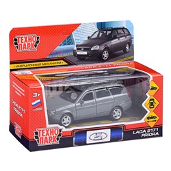 Машина металл LADA PRIORA длина 12 см, двери,багаж,инерц,темно-серый, в кор.