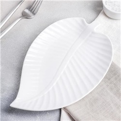 Блюдо для подачи «Лист», 25×16×2 см, керамика, цвет белый