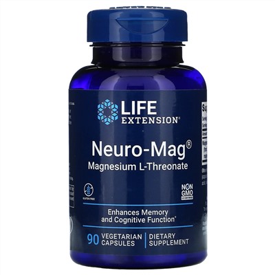 Life Extension, Neuro-Mag, магний L-треонат, 90 вегетарианских капсул