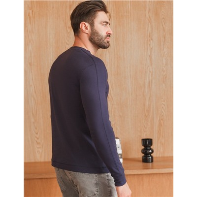 Лонгслив с воротником на пуговицах и декоративными швами из премиального хлопка с эластаном