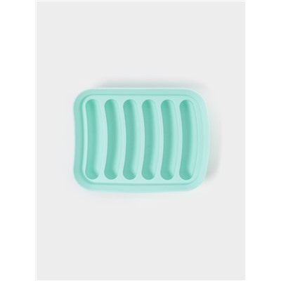 Форма для выпечки и приготовления сосисок Доляна, 6 ячеек, с крышкой, 17.5×13.5.2.8 см, силикон, бирюзовый