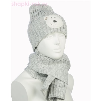 18-37-L Комплект для девочки флис (колпак+шарф) (50-54)