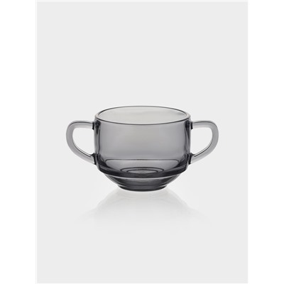 Бульонница Paşabahçe «Грей», 480 мл, стекло, с ручками, серая