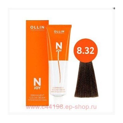 OLLIN "N-JOY" 8/32 – светло-русый золотисто-фиолетовый, перманентная крем-краска для волос 100мл