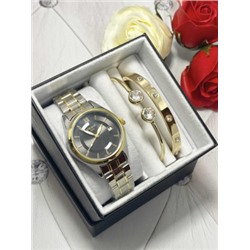 Подарочный набор для женщин часы, 2 браслета + коробка #22863145