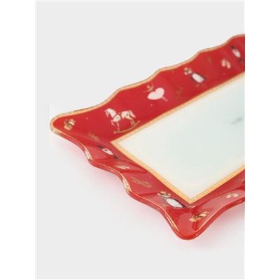 Блюдо сервировочное новогоднее Доляна «Сказочные истории», 25×16 см, стекло, белое, красное