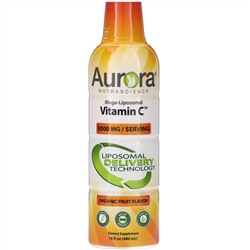 Aurora Nutrascience, Mega-Liposomal Vitamin C, органический фруктовый вкус, 3000 мг, 480 мл (16 жидк. унций)