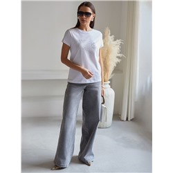 Нарядная футболка с принтом из премиального хлопка с эластаном