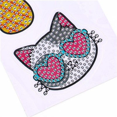 Алмазная мозаика 4в1 для детей. Создание стикеров, магнитов, брелоков и картины «Милые животные», набор для творчества