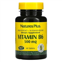 Nature's Plus, Vitamin B6, 500 mg, 60 Tablets