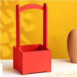 Подарочный ящик, 13.5×13.5×30 см, деревянный, с ручкой, красный