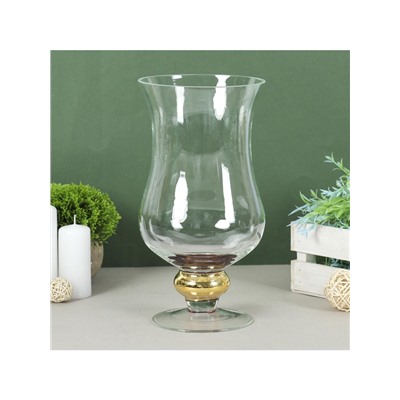 Ваза «Кантри голд» Амфора, 1.3 л, 27×14 см, стекло, малая, прозрачная