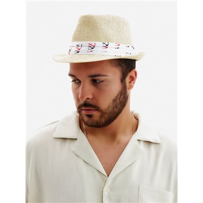 Шляпа мужская MINAKU, размер 58, молочная