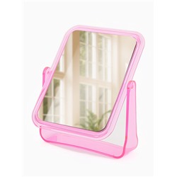 Зеркало настольное, с увеличением х2, двустороннее, 13.5×17.5 см, (10.5×14 см), МИКС