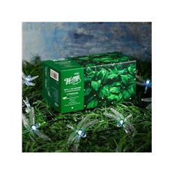 Гирлянда «Нить», 4.5 м, уличная, с насадками «Стрекоза», IP44, 30 LED, 2 режима, солнечная батарея, тёмная нить, свечение белое