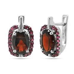 Серьги из серебра гранат, Садрия