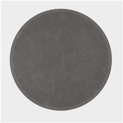 Салфетки сервировочные на стол Magistro, 2 шт., d=38 см, экокожа, двухсторонние, серые, коричневые
