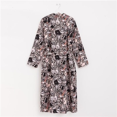 Халат женский удлинённый Этель «Леопард», размер 50-52, вафля 200 г/м², хлопок