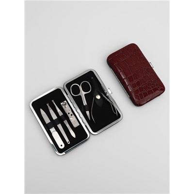 Набор маникюрный «Рептилия», 6 предметов, в футляре, коричневый