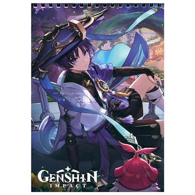 Геншин. Творческий блокнот cо стикерами A5. Избранный Странник.