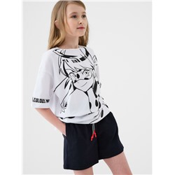 Комплект трикотажный для девочек: фуфайка (футболка), шорты