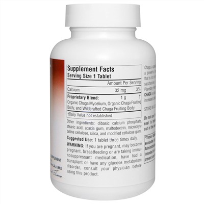 Planetary Herbals, Full Spectrum, чага, 1000 мг, 60 таблеток