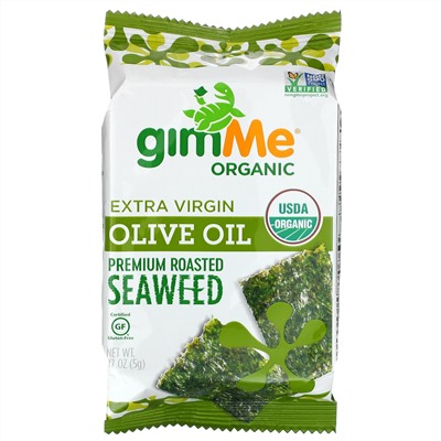 gimMe, Premium Roasted Seaweed, Extra Virgin Olive Oil, 6 Pack. 0.17 oz (5 g) Each
