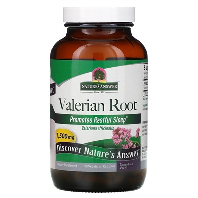 Nature's Answer, Valerian Root, 1,500 mcg, 180 Vegetarian Capsules