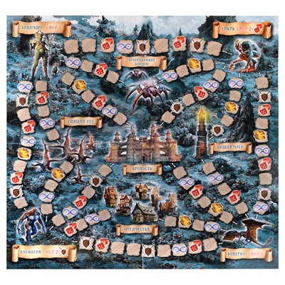 Настольная игра-ходилка квадрат "Рыцарь-маг. Очисти лес от нечисти" 40 карточек