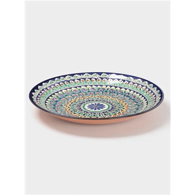 Ляган узбекский Риштанская керамика «Узоры», для плова, d=42 см, синий МИКС