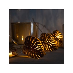 Гирлянда «Нить» 2.5 м с насадками «Листочек», IP20, прозрачная нить, 10 LED, батарейки AAх2 (нет в комплекте), свечение тёплое белое