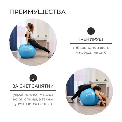 УЦЕНКА Фитбол ONLYTOP, d=85 см, 1400 г, антивзрыв, голубой