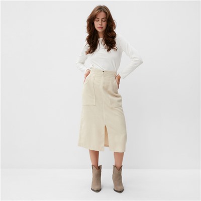 Юбка миди женская MINAKU: Velvet collection, молочная, размер 42