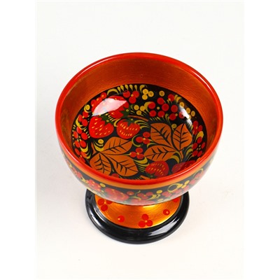 Конфетница на ножке «Сласть», 14.5×15 см, дерево, хохлома