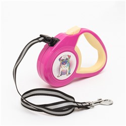 Рулетка «Пижон» с прорезиненной ручкой, 3 м, до 15 кг, трос, розово-жёлтая