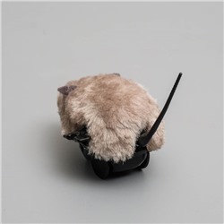 Мышь заводная меховая малая, 8.5 см, серая