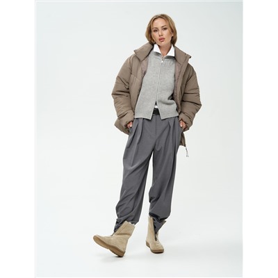 Ботинки женские бежевые замшевые на молнии, литая подошва