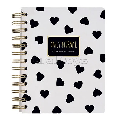 Ежедневник «Cute diary» А6, BV, 136 л, "Black&White. Сердечки"