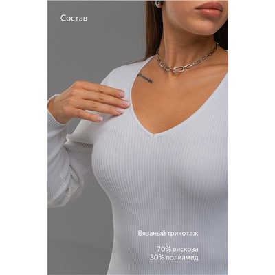 Женский джемпер в рубчик с V-вырезом Happyfox