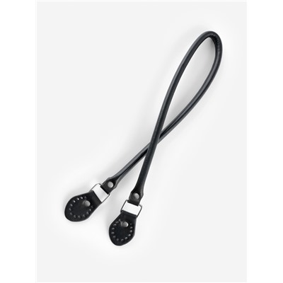 Ручка для сумки, 60×1 см, с пришивными петлями 3.5 см, цвет чёрный, серебряный