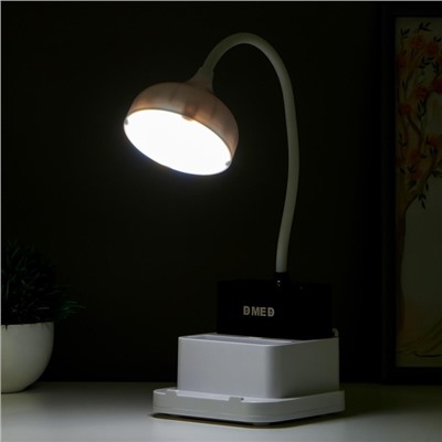 Лампа настольная RISALUX 16047/1, 20хLED, 5 Вт, 4 режима, АКБ, USB, 11×12×43 см, белая