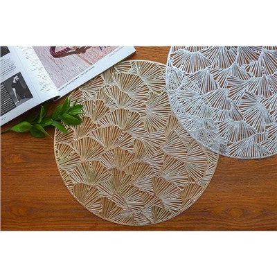 Салфетки сервировочные на стол Доляна «Веер», d=38 см, 4 шт., золотые